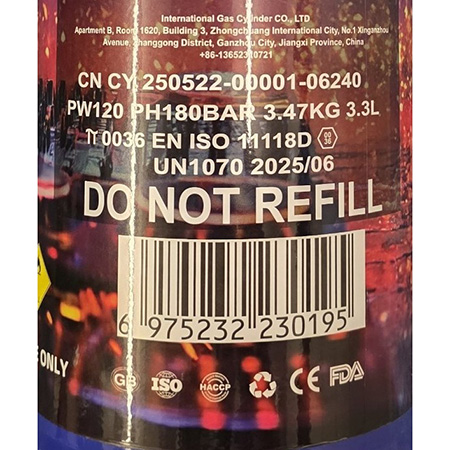 Nitrous oxide container