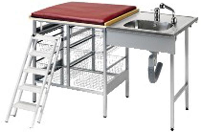 Baby changing table with plastic mattress