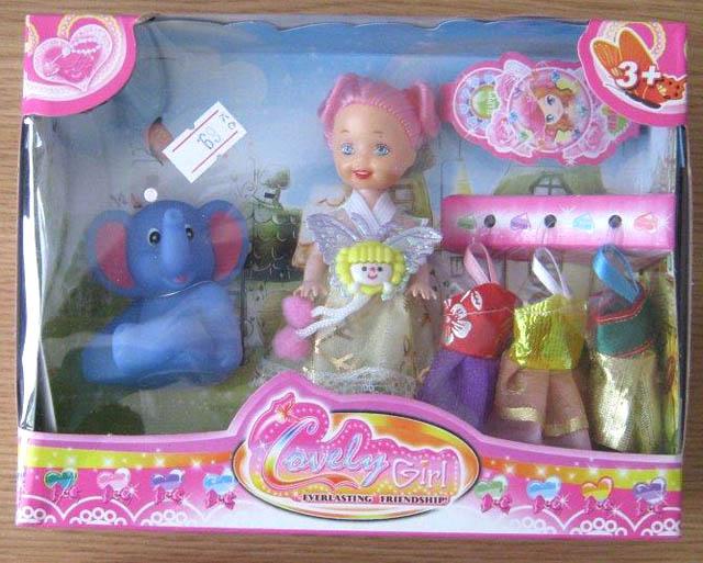 Plastic doll with accessories