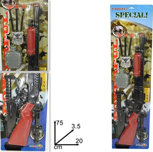 Toy rifle with accessories