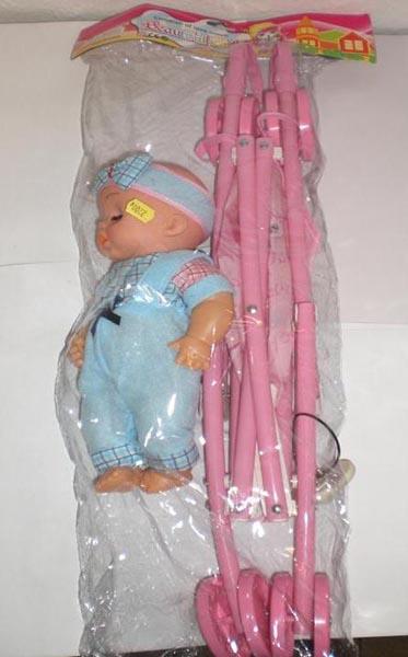 Toy pushchair with doll