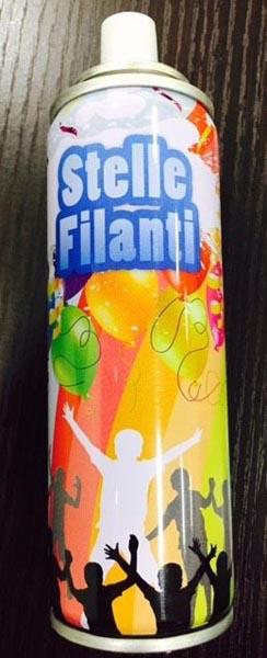 Silly string aerosol spray can