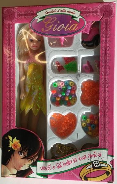 Plastic doll with accessories and beads