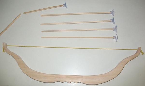 Wooden bow and arrows