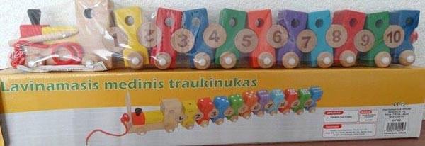 Wooden pull-along train