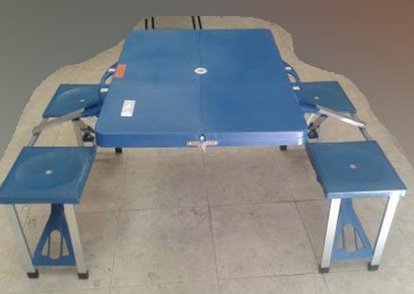 Folding camping table and stools