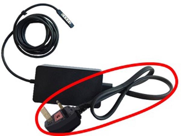 AC power cord packaged with tablet computer