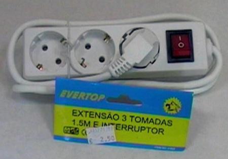 Extension cord with three sockets and switch “EVERTOP”