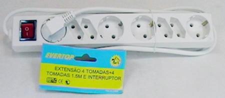 Extension cord with eight sockets (4+4) and switch “EVERTOP”