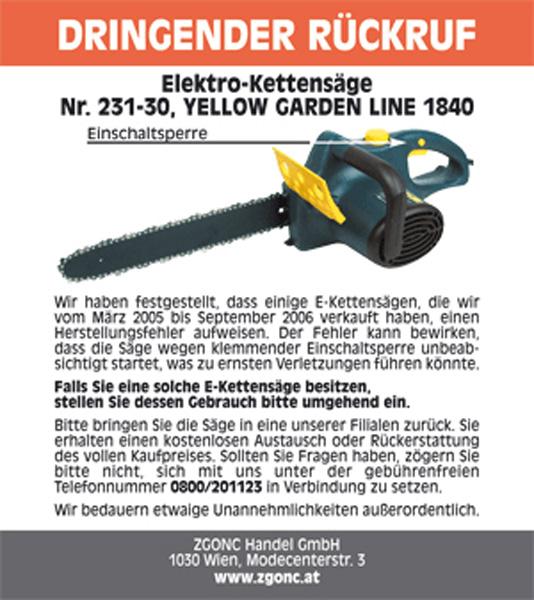 electric chain saw “Yellow Garden Line by Zgonc”
