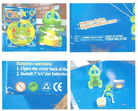 Plastic toy- dragon with drum