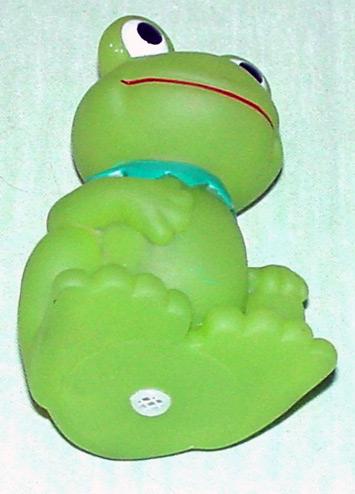 Squeaking green toy frog