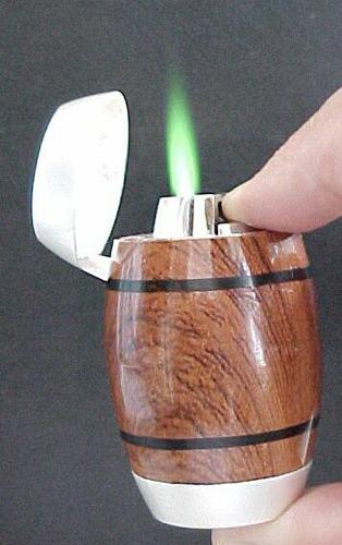 Novelty lighters in the form of: 1. a slipper, 2. a barrel