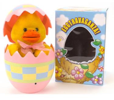 Battery operated toys – 'Eggtravaganza' battery operated singing rabbit and chick in Easter egg