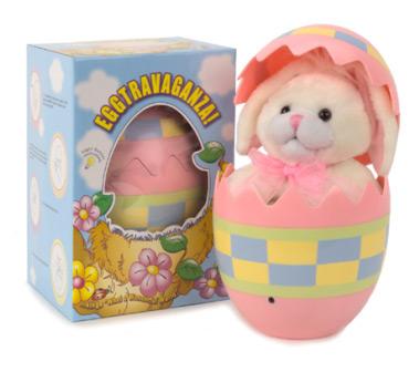 Battery operated toys – 'Eggtravaganza' battery operated singing rabbit and chick in Easter egg