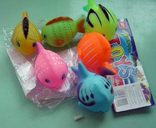 Squeezable squeaky toys.
