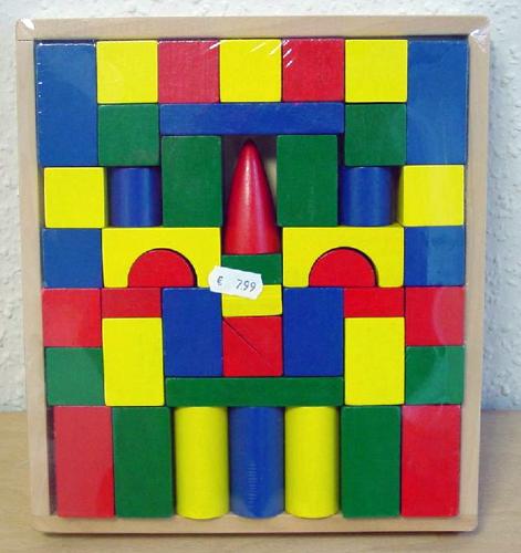 Wooden box of wooden building blocks