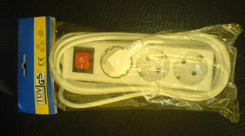 Extension cord with three sockets