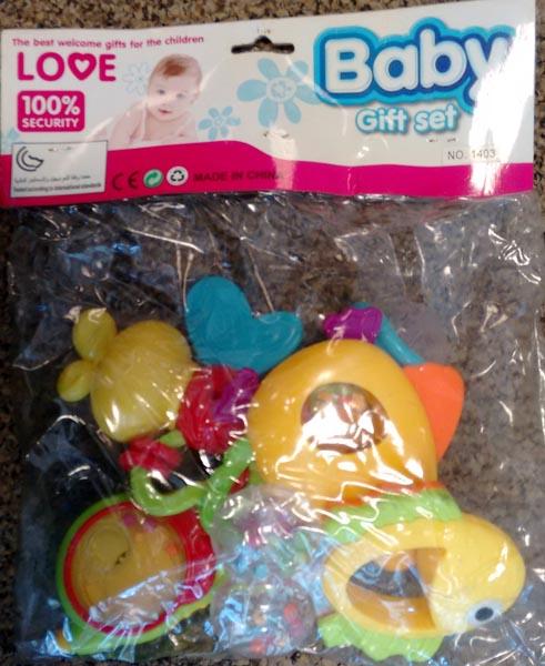 Baby rattle and teether set