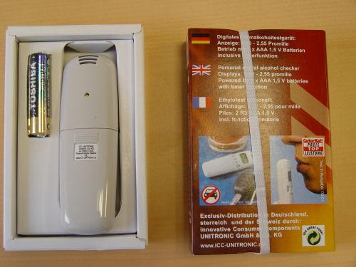 Alcohol tester - "Innovative consumer components" alcohol tester