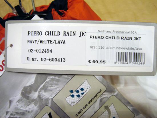 Child's rain jacket