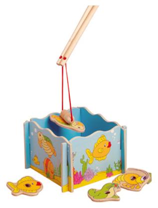 Magnetic wooden fishing toy