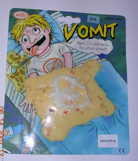 Vomit-like blot made from plastic