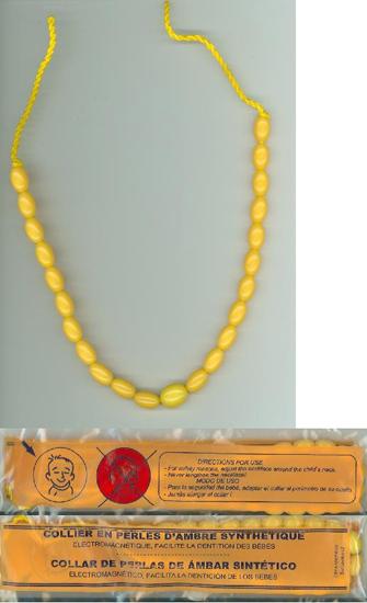 Necklace of synthetic amber beads for children
