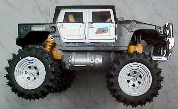 Radio-controlled toy car with remote control.