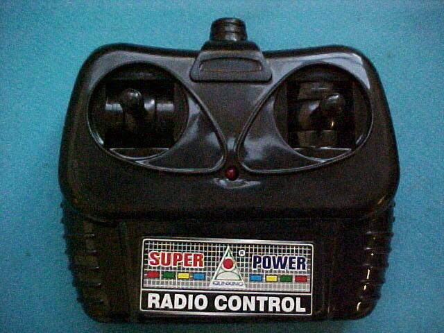 Radio-controlled toy car with remote control.