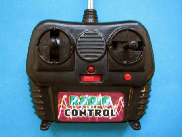Radio-controlled toy car with remote control.