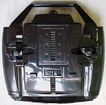 Radio-controlled toy car with remote control.