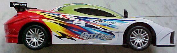 Radio-controlled toy car with remote control.
