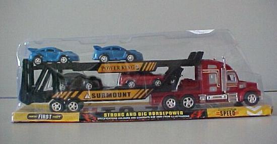 Plastic toy lorry (transporting cars)