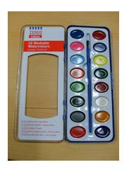 Watercolours - 16 Washable watercolours (includes paintbrush)