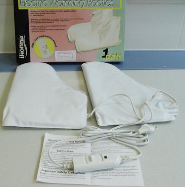 Electric warming booties used to dry nail varnish