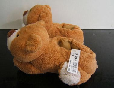 Slippers in the shape of a light-brown teddy bear - sizes 35 to 39