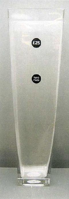 Glass vase - 50cm Square Top Clear Glass Vase