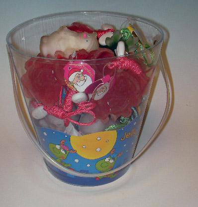 Figures on a string filled with bath gel