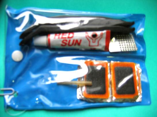 Bicycle repair set with rubber cement RED SUN