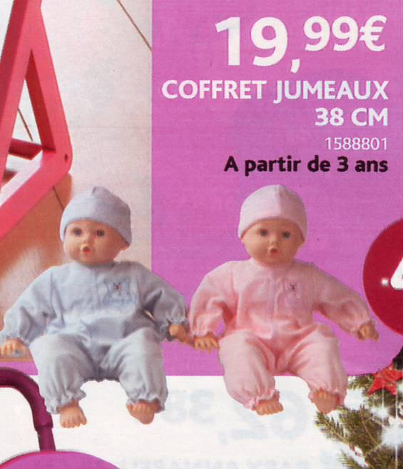 Twin dolls in box 38 cm (Coffret jumeaux)