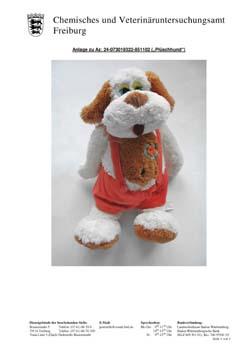 Soft toy dog with corduroy trousers