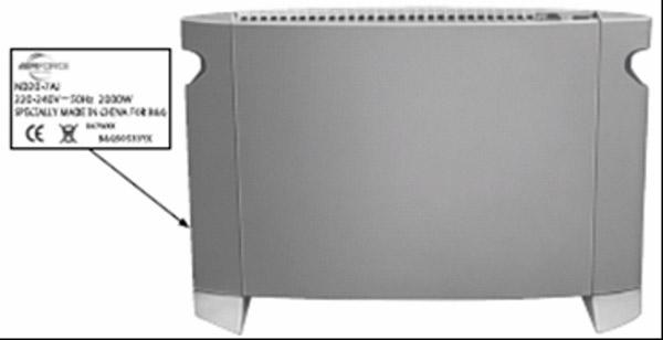 Heater - B&Q Airforce 2000W Convection Heater ND20-7AJ