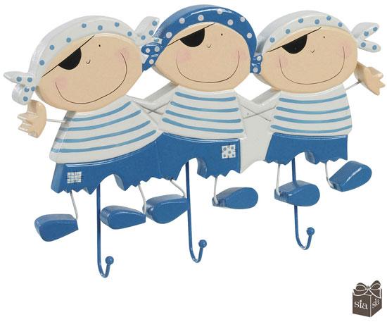 Child coat hook - Hook x3 JASPER L26 Blue; Hook x3 MAISY L26 Pink