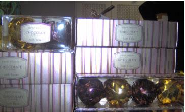 Cosmetics resembling chocolates in shape, colour, appearance, size and scent