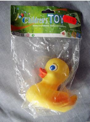 Soft rubber toy duck for squeezing