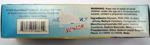 Toothpaste - Junior Fluoride toothpaste with free toothbrush