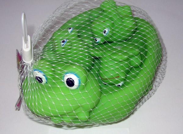 Set of squeezable toy frogs