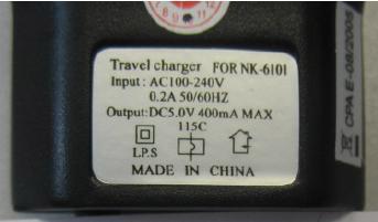 Travel charger for NK-6101