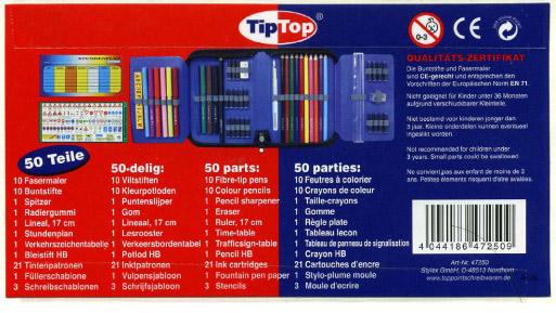 School pencil case with fibre-tip pens